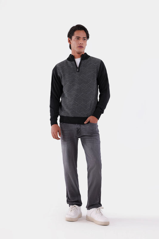 Contrast Sleeved Textured Sweater - Cougar Clothing