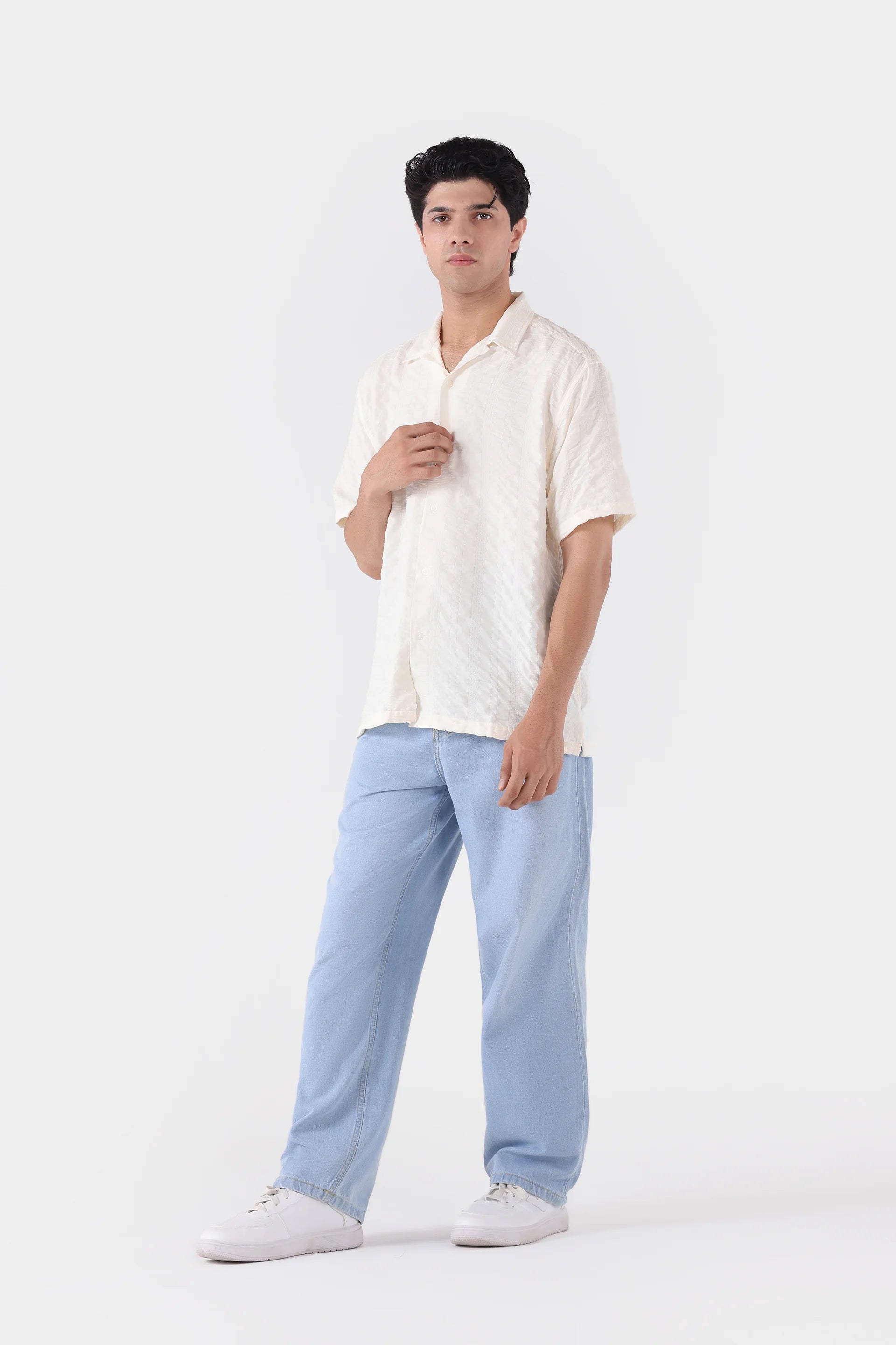 Relaxed Fit Seersucker Shirt - Cougar Clothing
