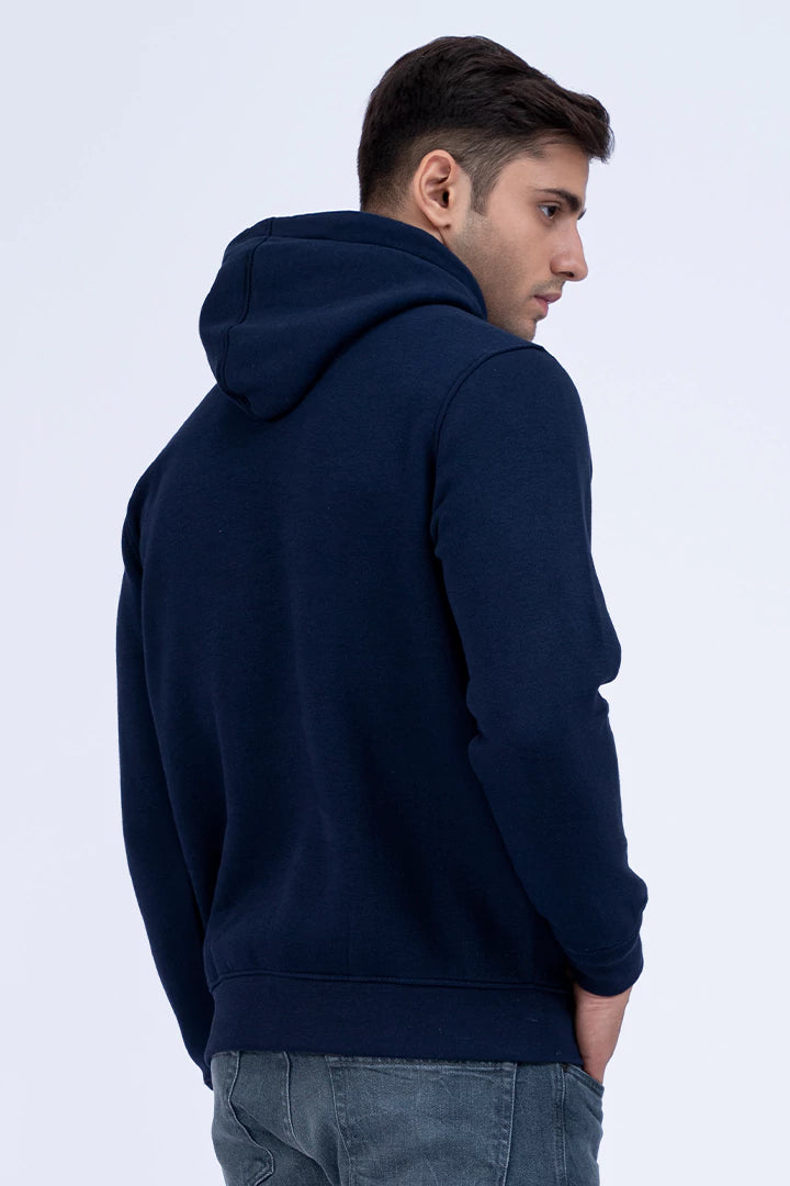 Ink Blue Contrast Scripted Hoodie