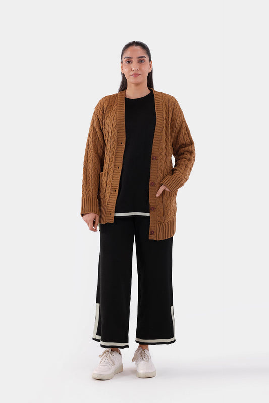 Cable Knit Patch Pockets Cardigan - Cougar Clothing