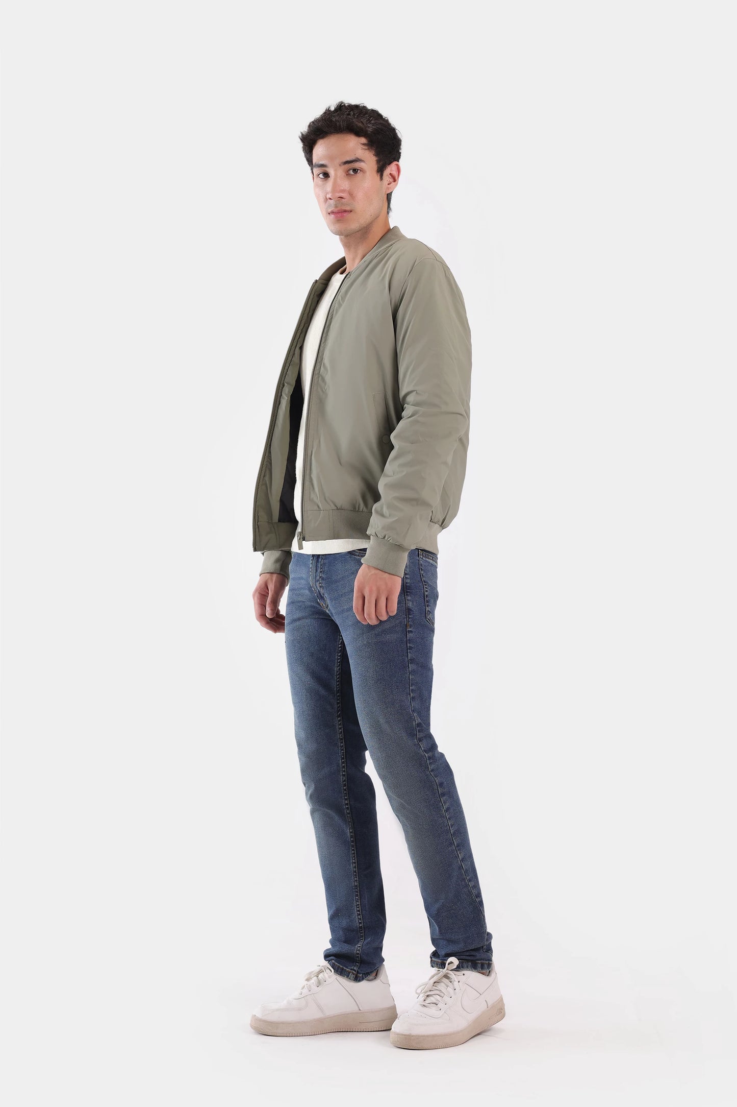 Bomber Jacket With Tonal Zip - Cougar Clothing