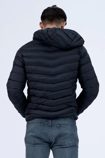 Black Sleeve Scripted Puffer Jacket