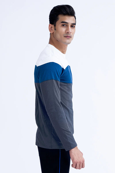Steel Grey Color Block T-Shirt