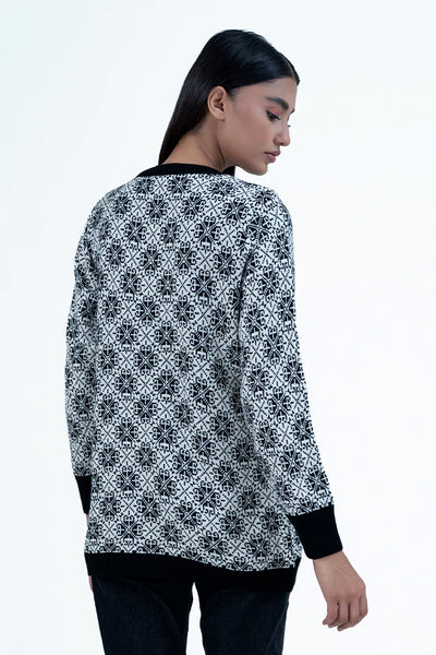 Black Floral Knitted Cardigan
