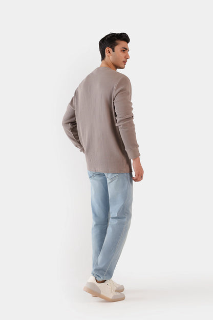 Waffle Knit Henley T-Shirt - Cougar Clothing