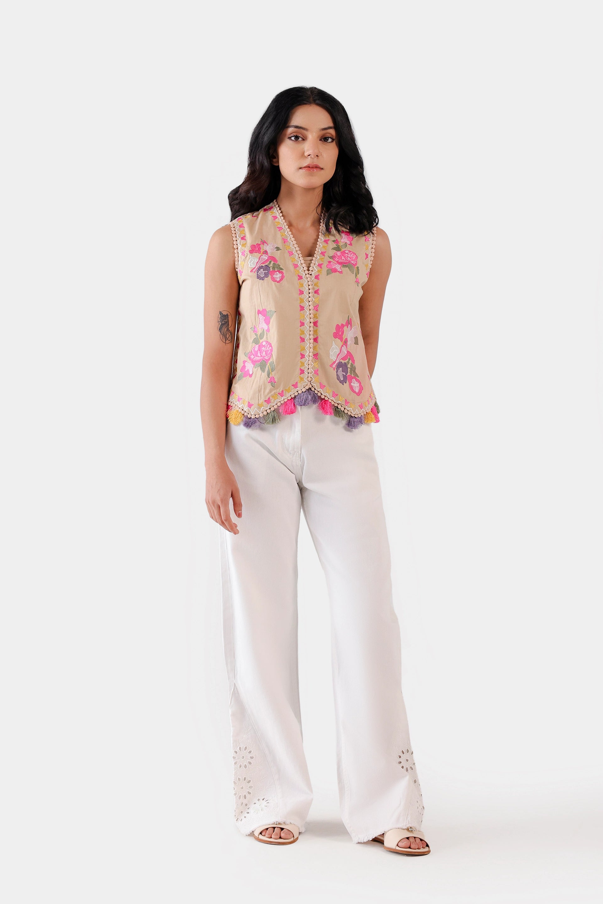Cropped Embroidered Vest - Cougar Clothing