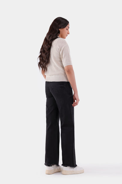 Crochet Knit Button-Front Cardigan - Cougar Clothing