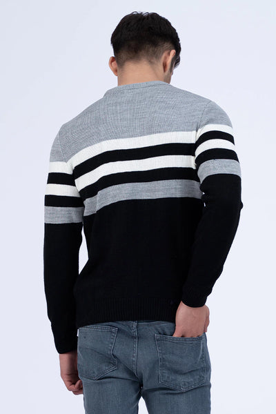 Black Color Block Striped Sweater