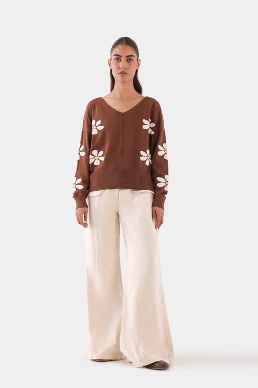 Daisy Jacquard Knit Sweater