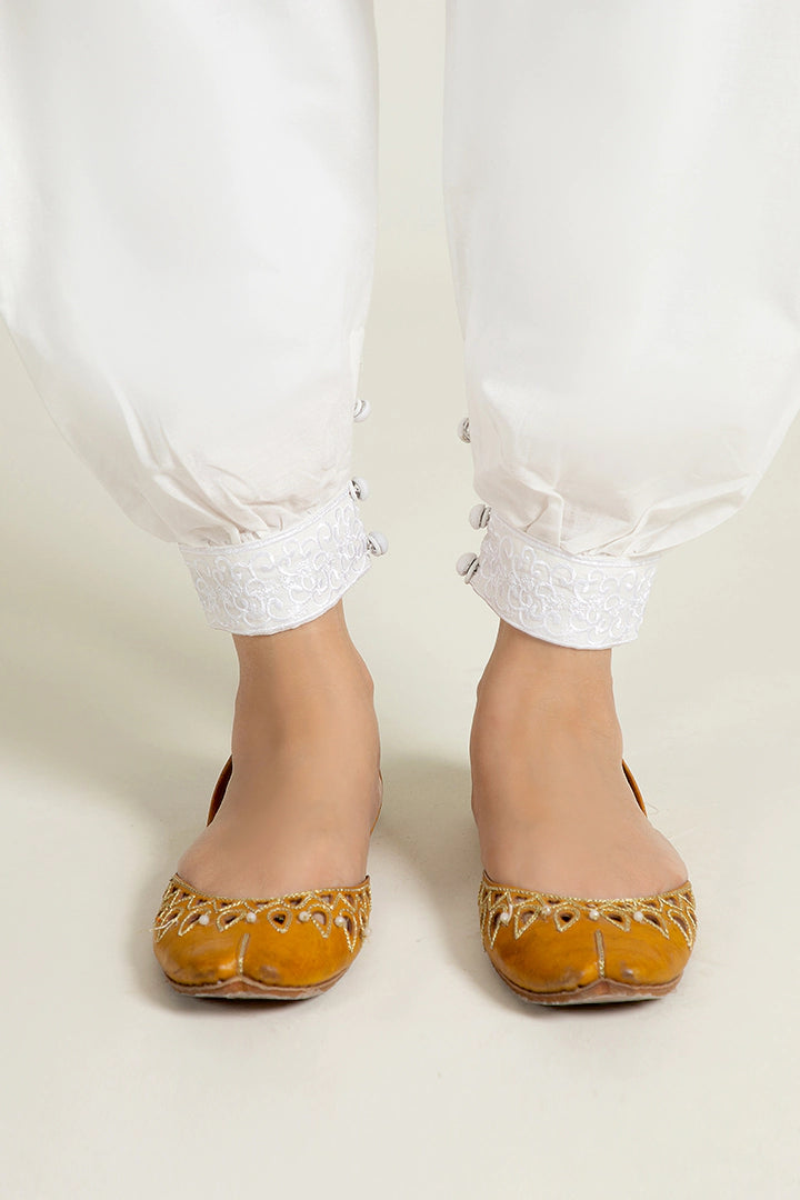 White Classic Embroidered Shalwar