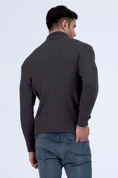 Charcoal High Neck Knitted Sweater