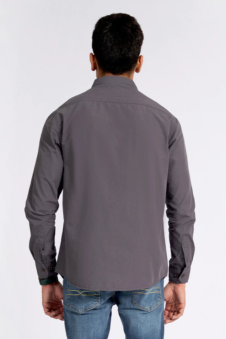 Dark Grey Double Pocket Casual Shirt