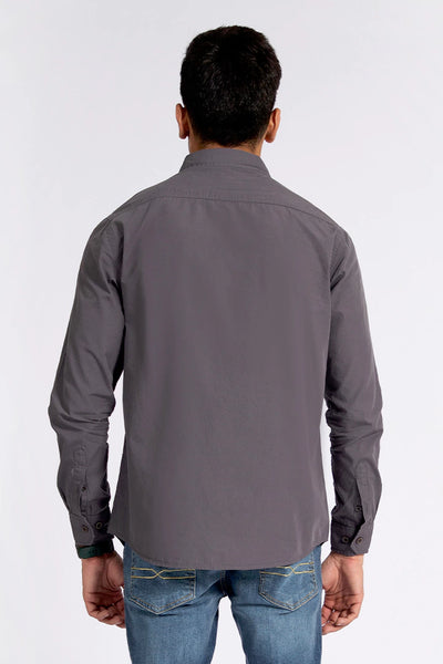 Dark Grey Double Pocket Casual Shirt