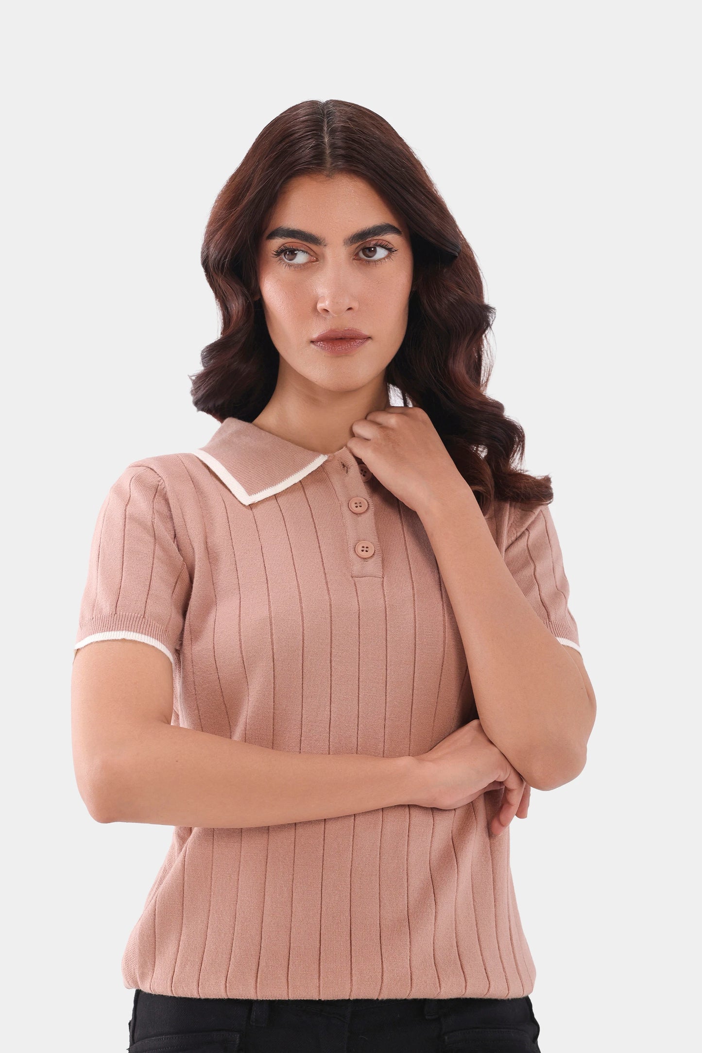 Cable Knit Polo Sweater