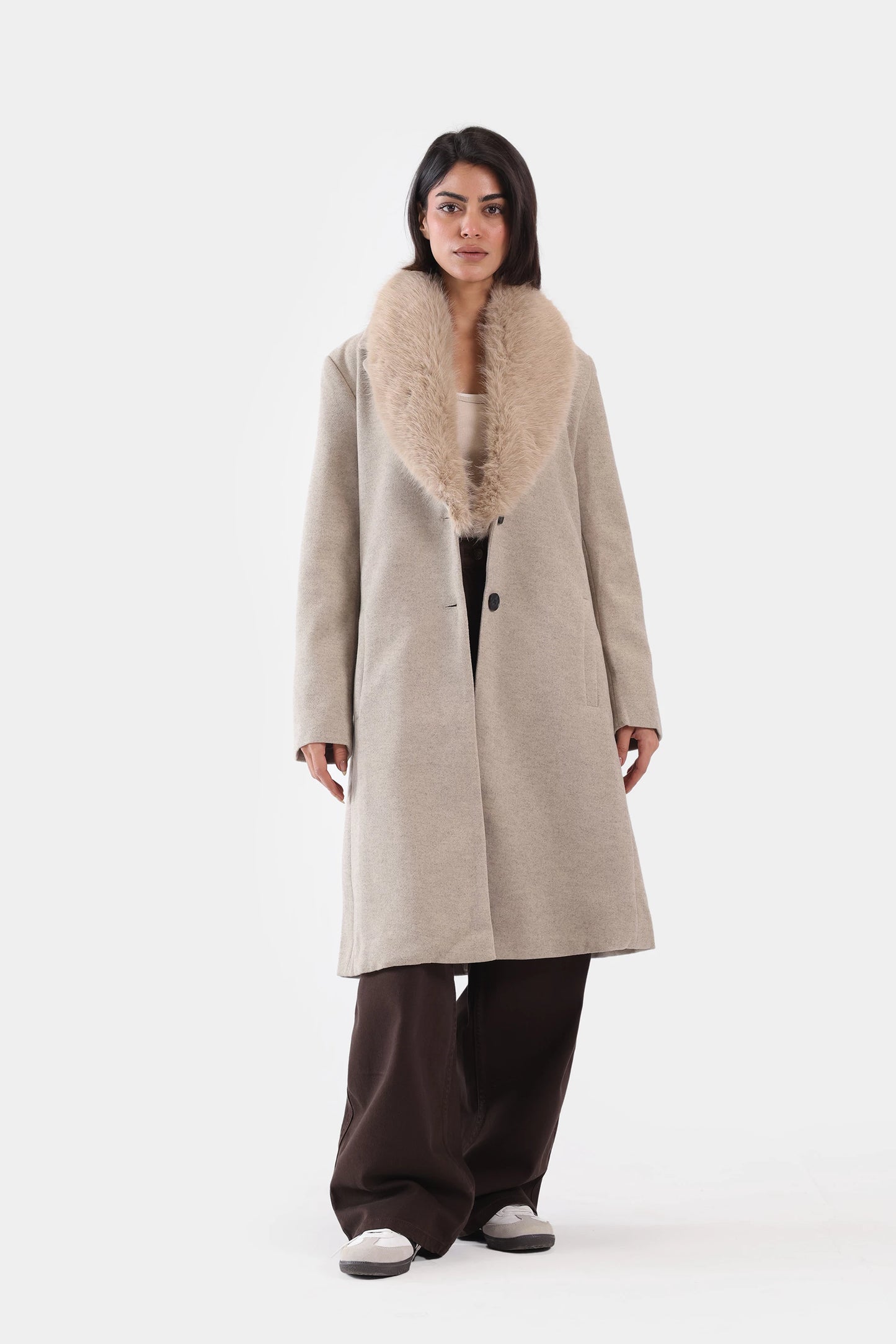 Long Coat With Detachable Faux Fur - Cougar Clothing