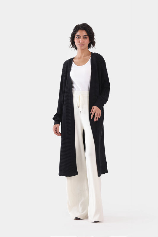 Rib Knit Long Cardigan - Cougar Clothing