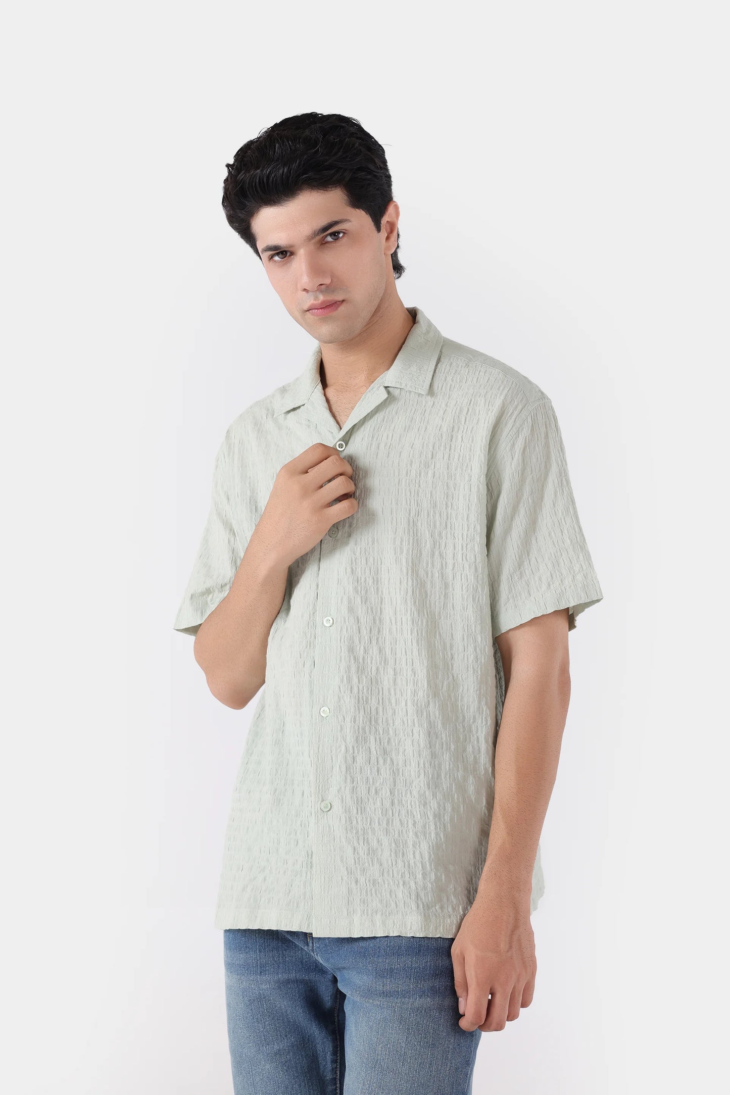 Relaxed Fit Seersucker Shirt - Cougar Clothing