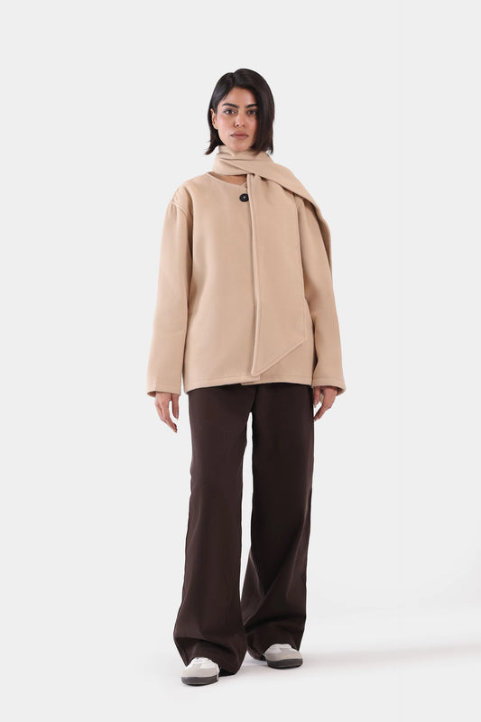 Coat With Detachable Scarf - Cougar Clothing