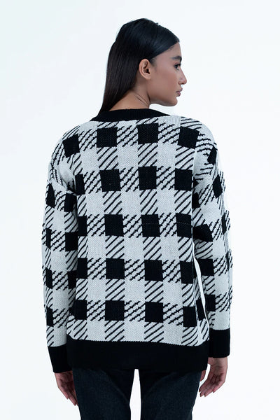 Black Checkered Cardigan