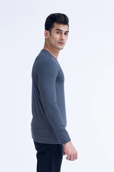 Dark Grey Full Sleeves Grey T-Shirt