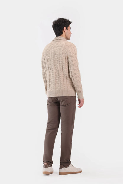 Cable Knit Shawl Collar Cardigan - Cougar Clothing