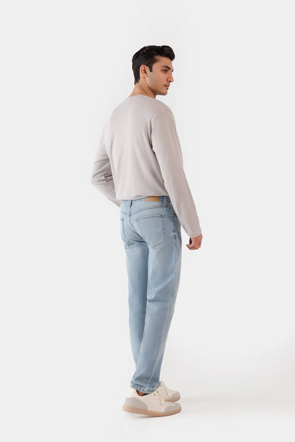 Slim Fit Jeans With Whiskers - Cougar Clothing