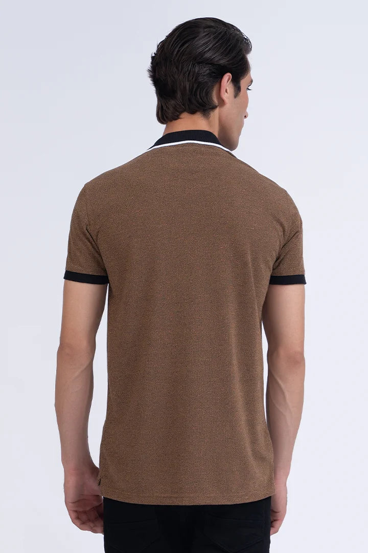 Caramel Textured Tipped Polo