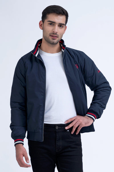 Navy Stand Collar Parachute Jacket