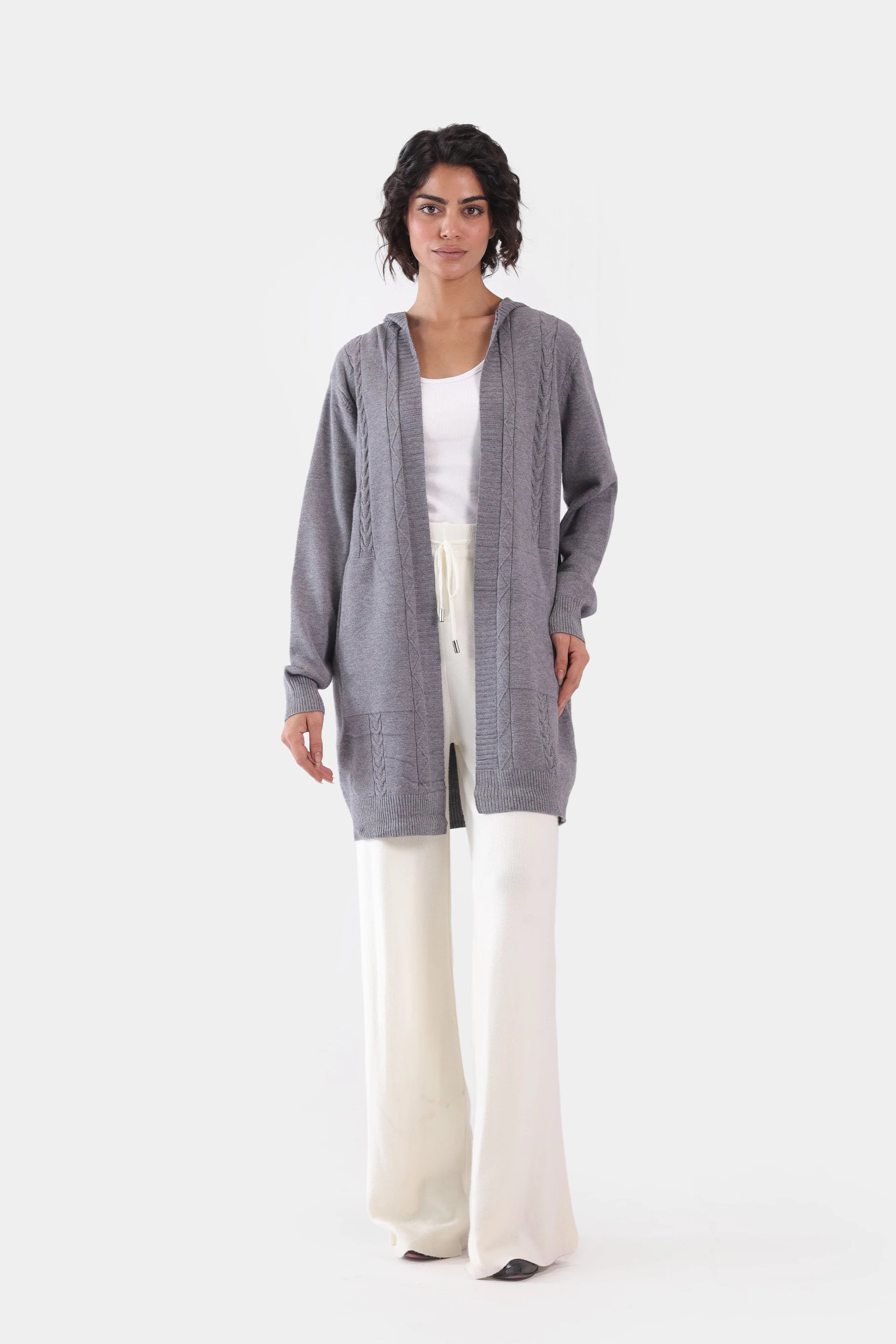 Hooded Fine Gauge Knit Cardigan - Cougar Clothing