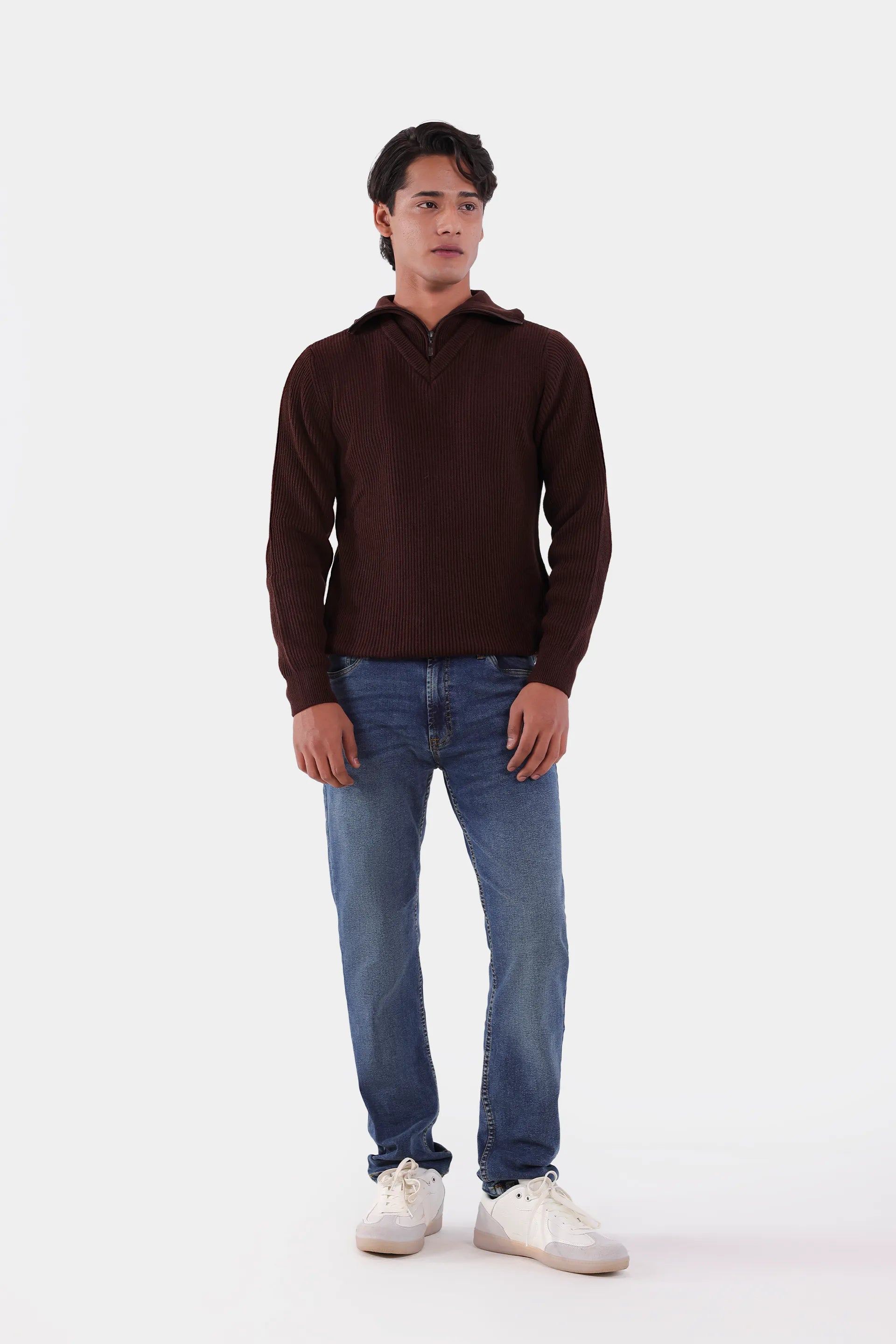 Zipper Collared Sweater - Cougar Clothing