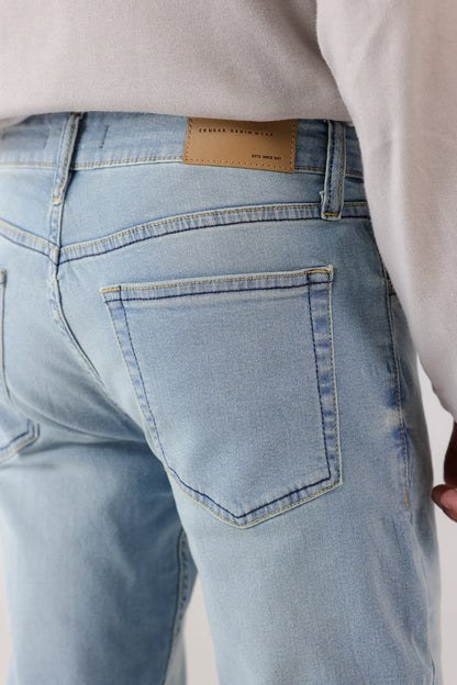 Slim Fit Jeans With Whiskers - Cougar Clothing