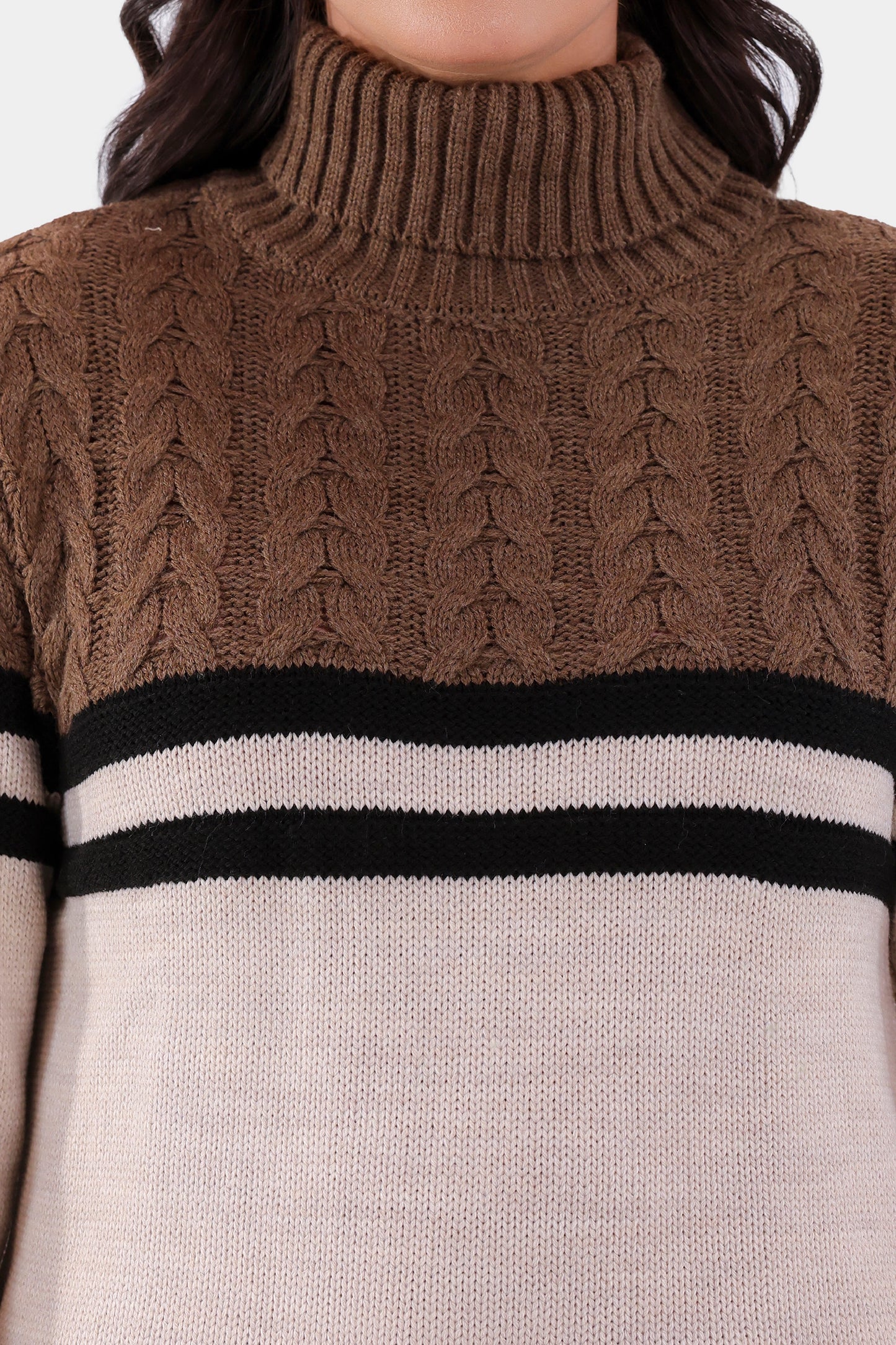 Roll Neck Cable Neck Sweater - Cougar Clothing