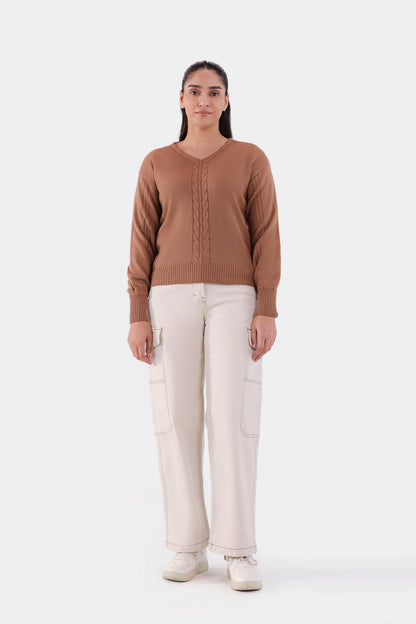 V-Neck Knit Sweater - Cougar Clothing