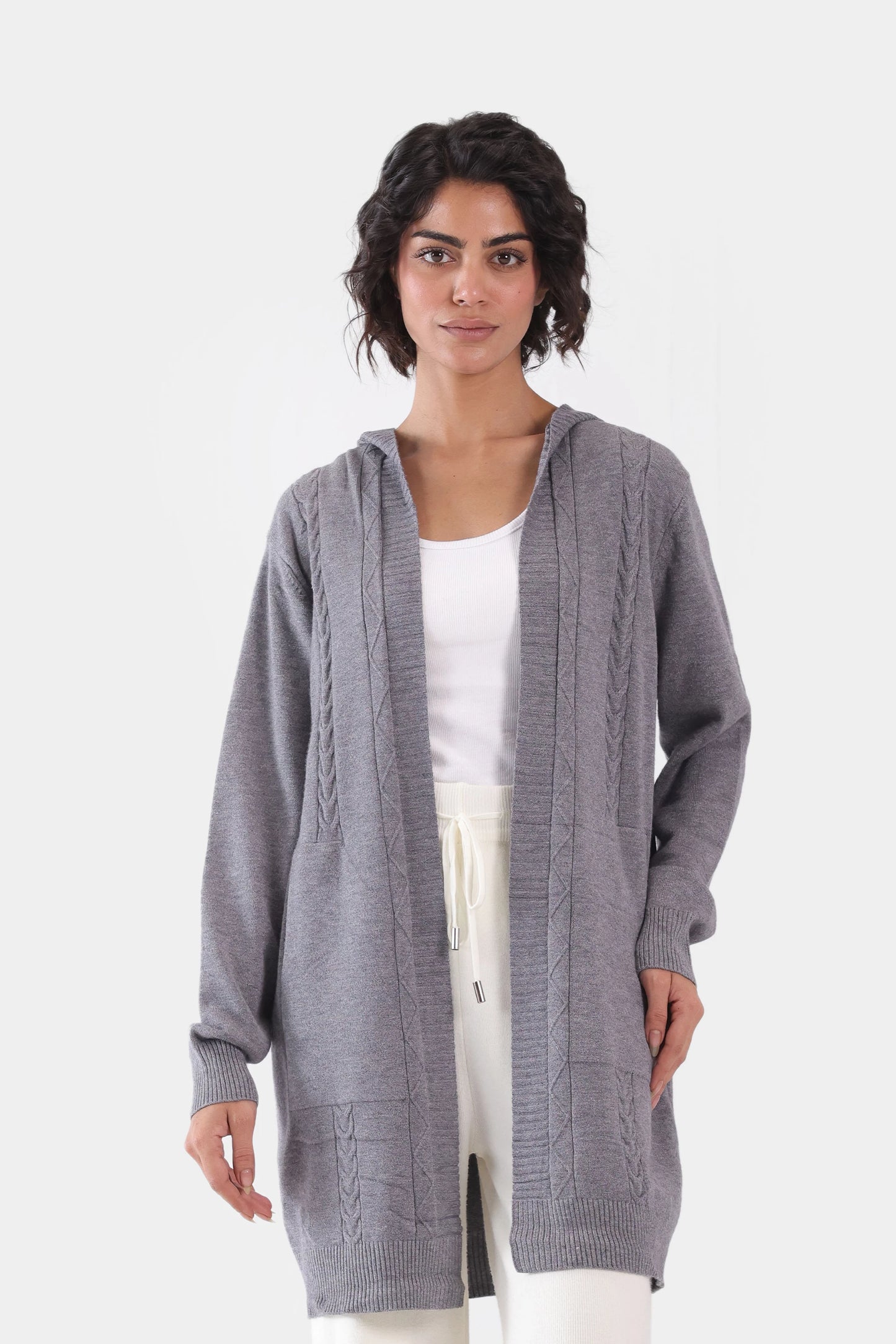 Hooded Fine Gauge Knit Cardigan - Cougar Clothing
