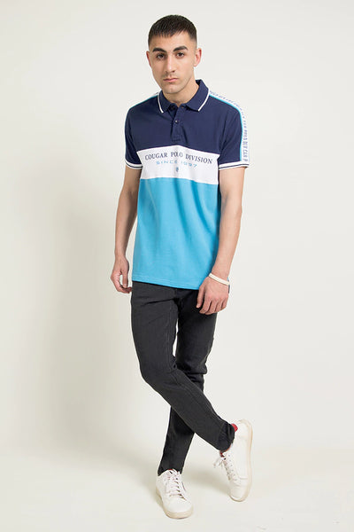 Color Block Scripted Polo