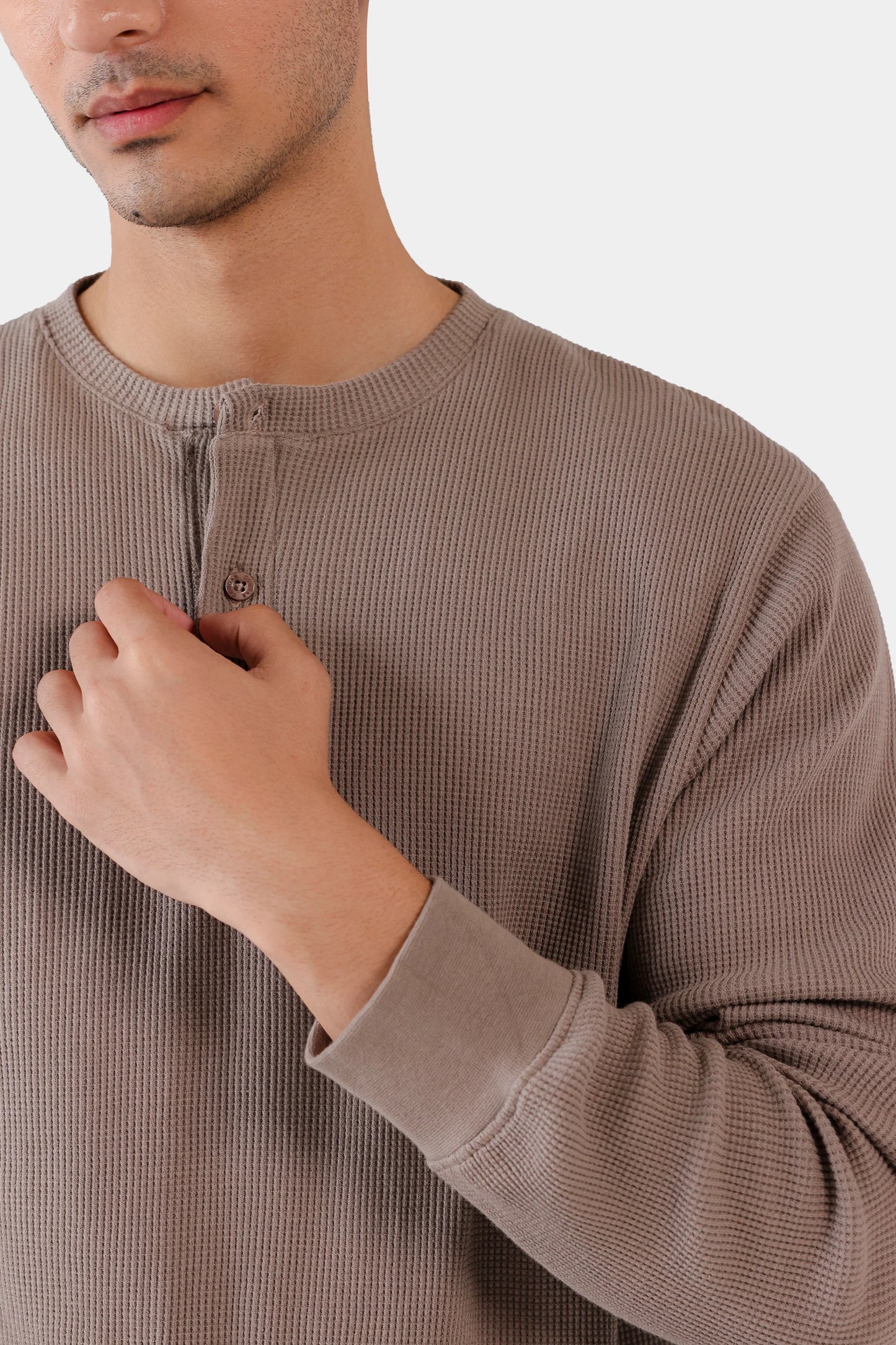 Waffle Knit Henley T-Shirt - Cougar Clothing