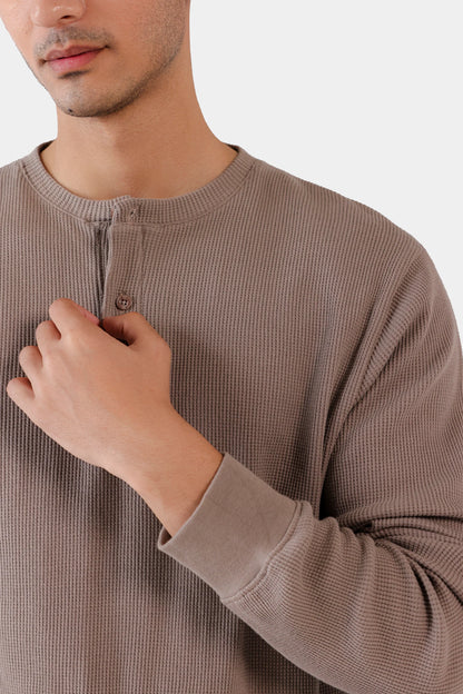 Waffle Knit Henley T-Shirt - Cougar Clothing