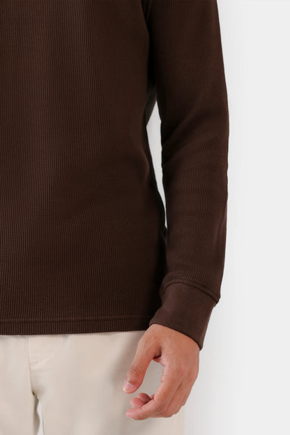 Waffle Knit Henley T-Shirt - Cougar Clothing