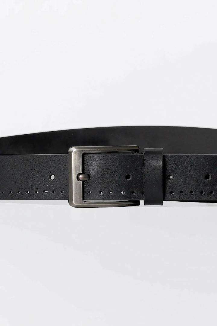 Black Leather Belt With Side Holes