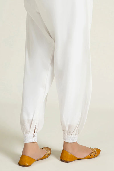 White Classic Embroidered Shalwar
