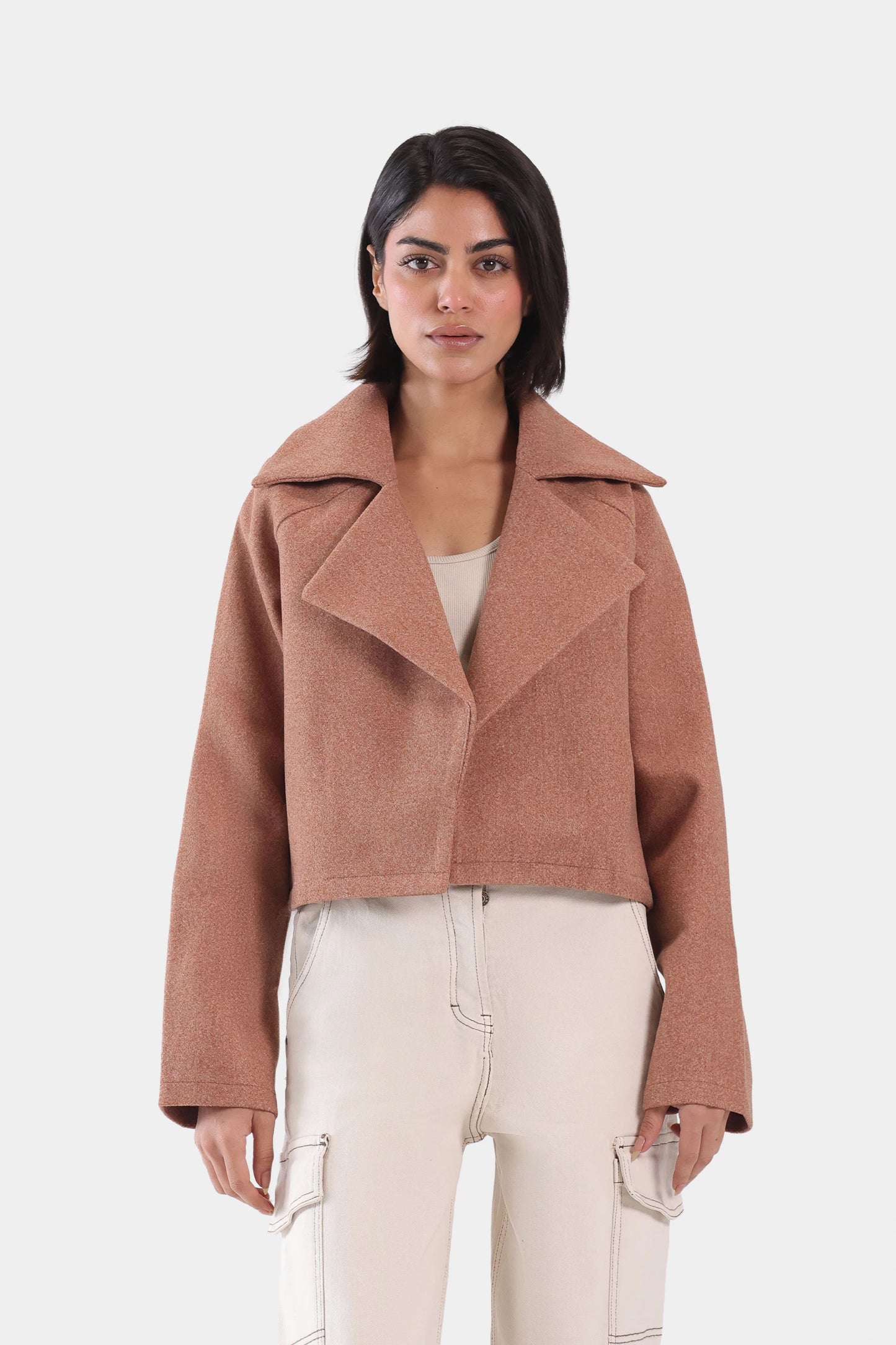 Notch Collar Cropped Jacket - Cougar Clothing