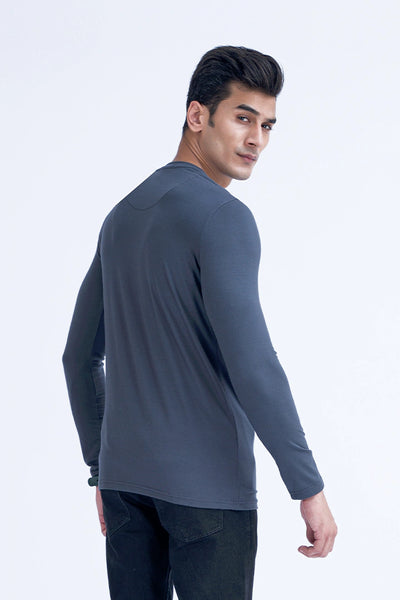 Dark Grey Full Sleeves Grey T-Shirt