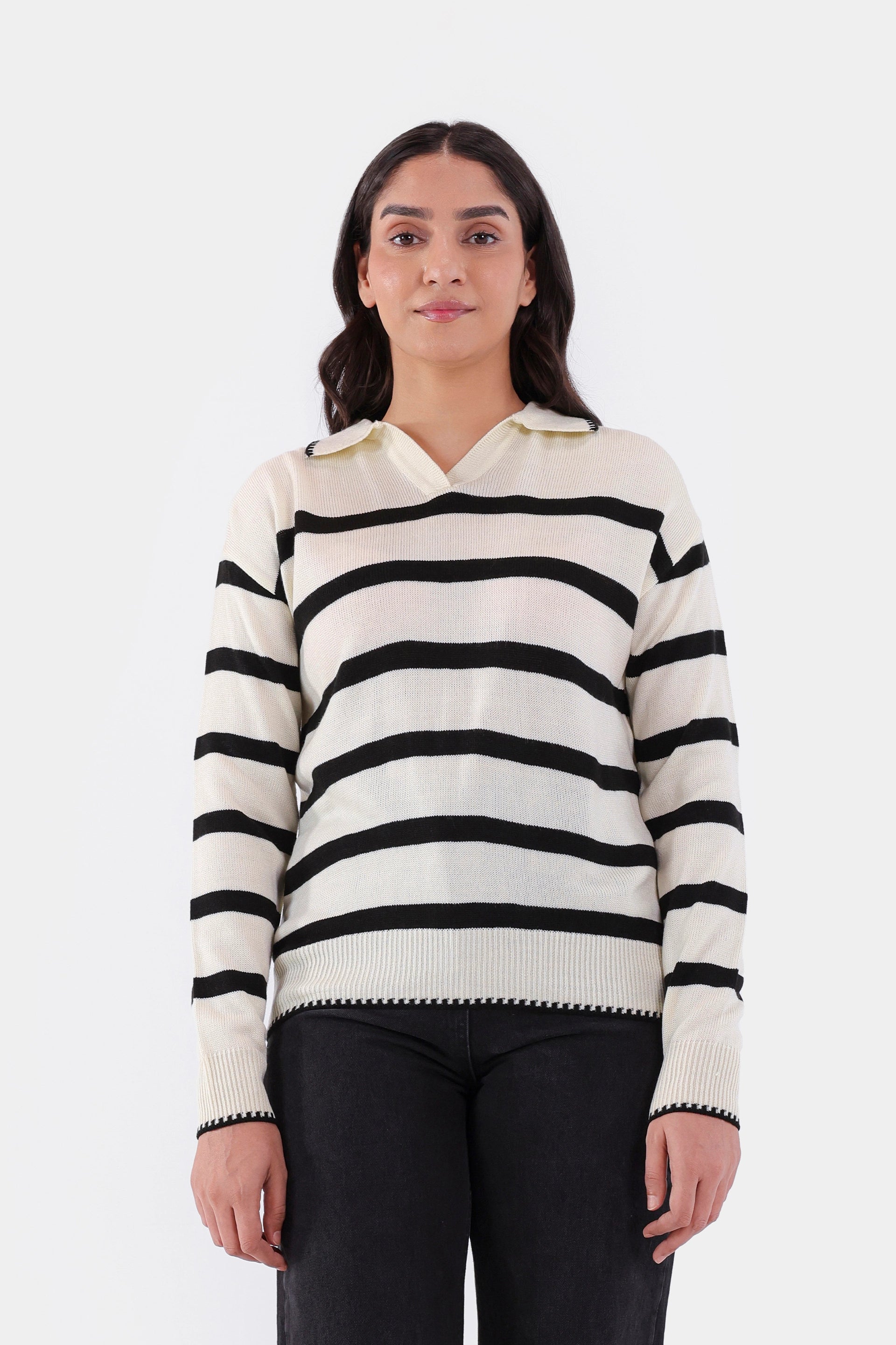 Striped Knit Sweater - Cougar Clothing