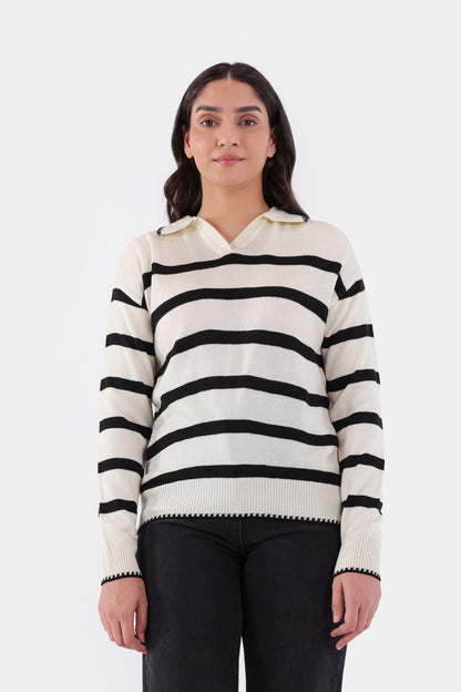Striped Knit Sweater - Cougar Clothing