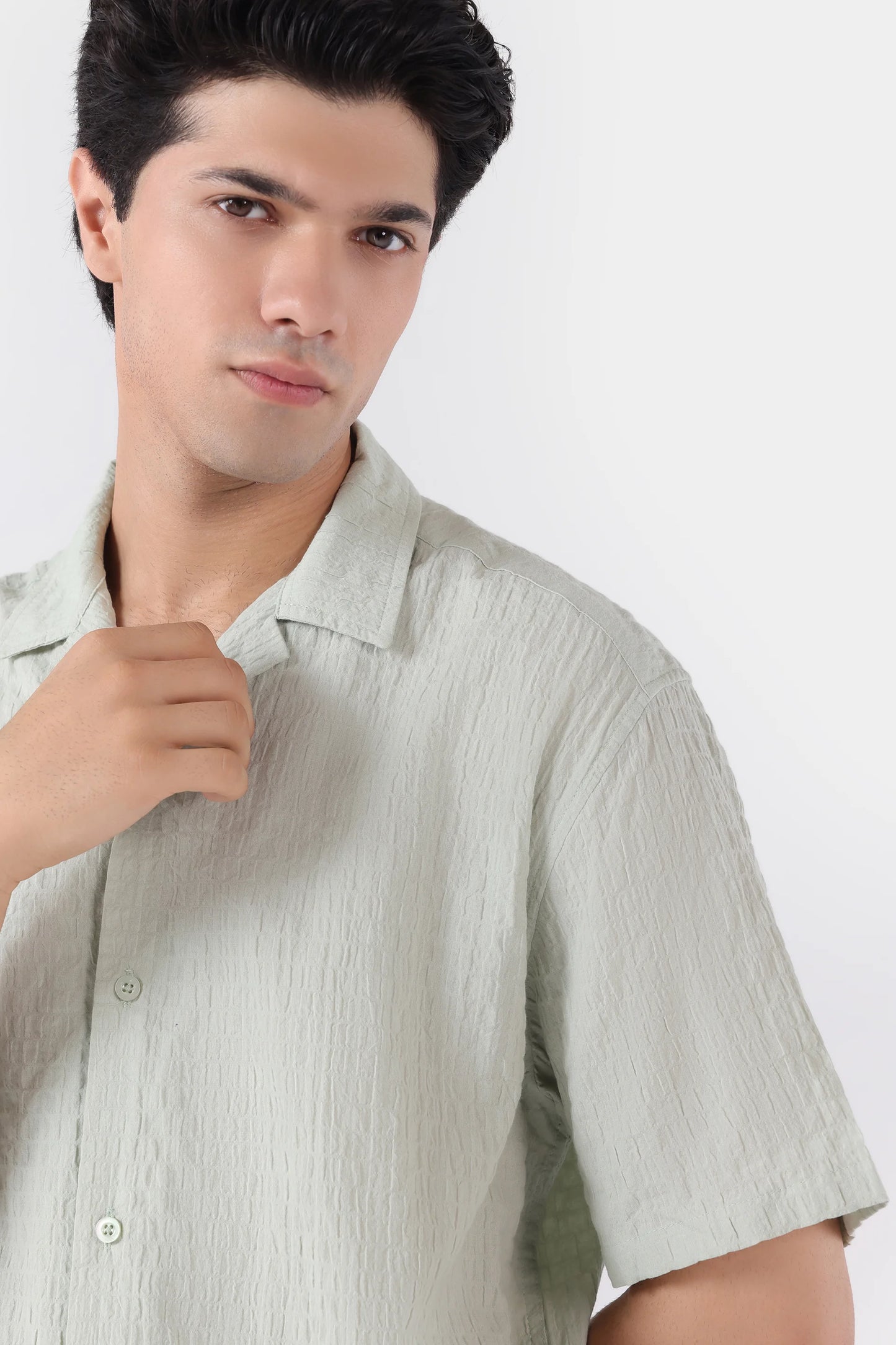 Relaxed Fit Seersucker Shirt - Cougar Clothing