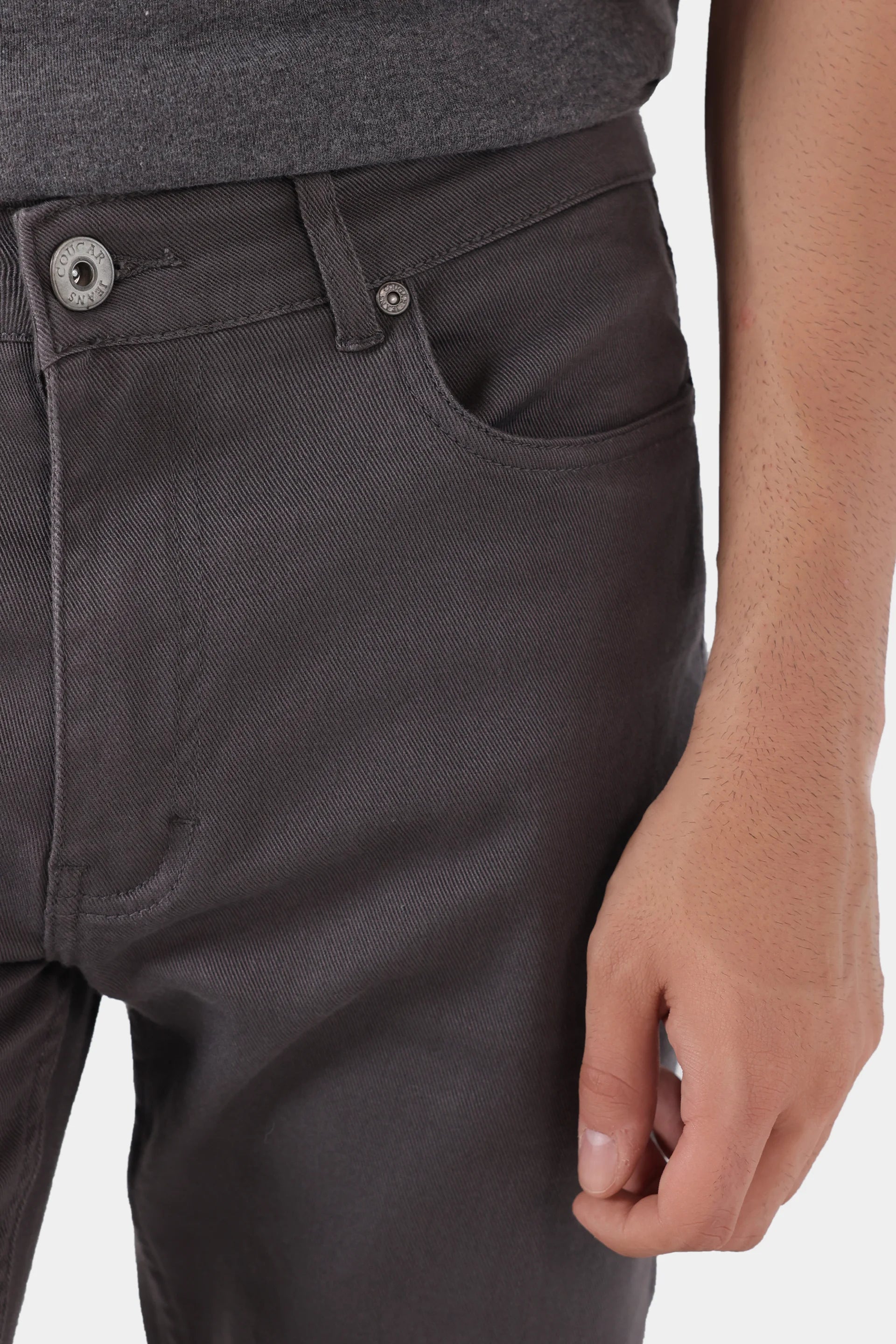 Shop Grey Slim Fit 5 Pocket Pants