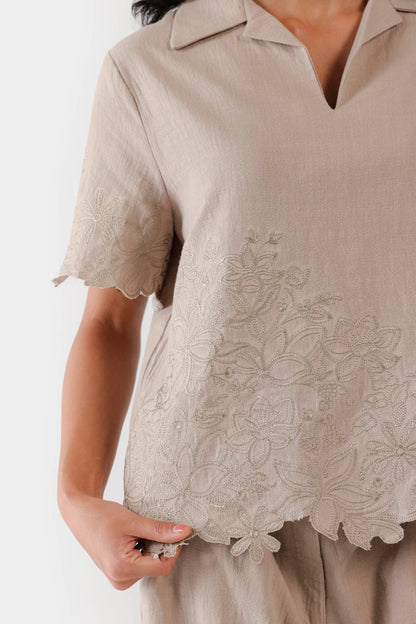 Embroidered Scalloped Top - Cougar Clothing