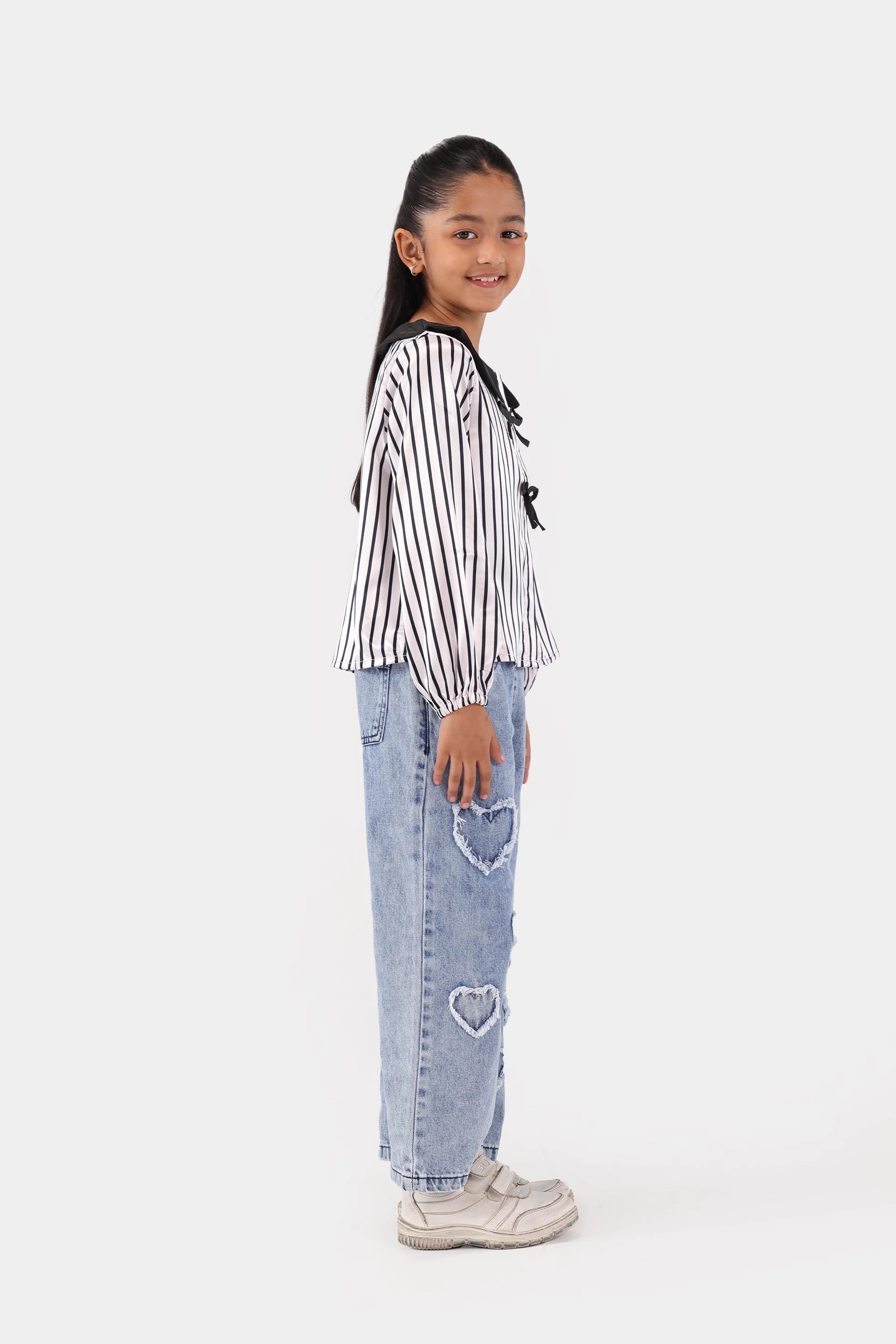 Bow Detailed Striped Top - Cougar Clothing