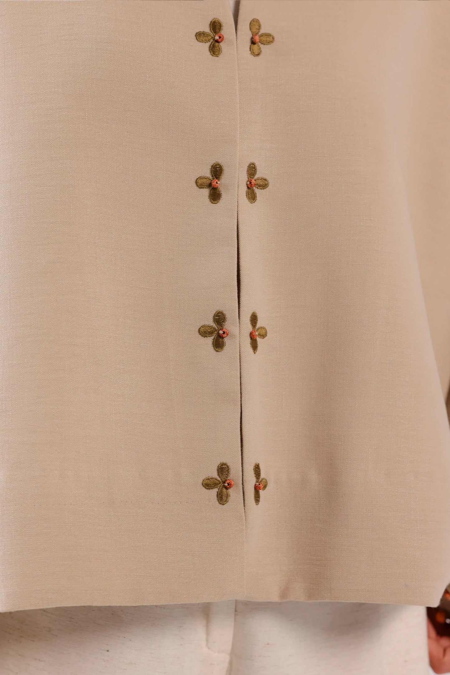 Toggle Closure Embroidered Top