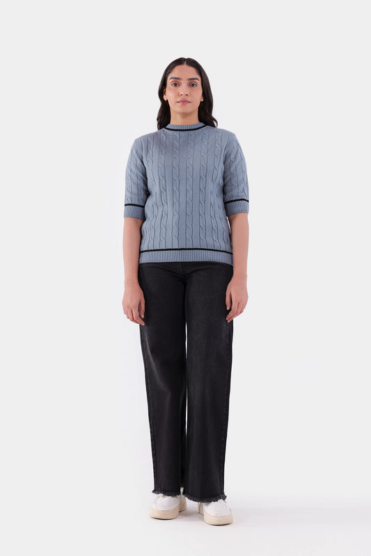 Short Sleeved Knit Sweater